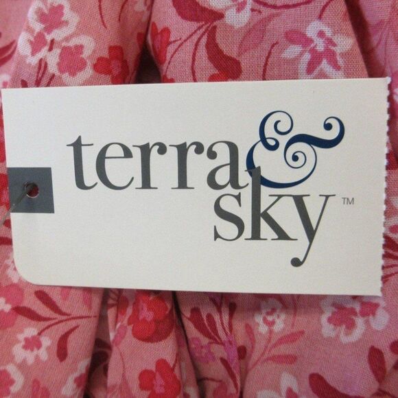 TERRA & SKY Fit & Flare Button Front Dress Womens Size 16W Pink Red Floral NWT - Picture 7 of 12